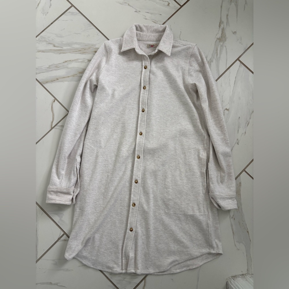 Faherty Light Gray Long Sleeve Dress